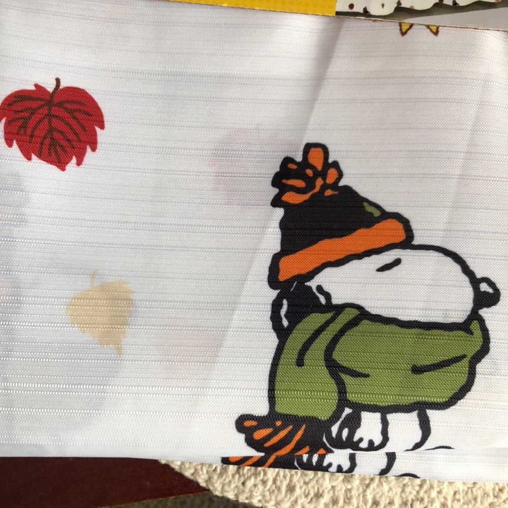 Peanuts Snoopy Shower Curtain with Orange and Red Leaves - Picture 4 of 10